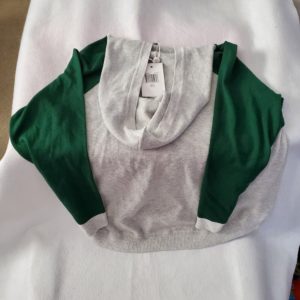 Evolution by Cyrus Gray Green Hoodie Waffle Knit Pullover Size XXL - Picture 5 of 7